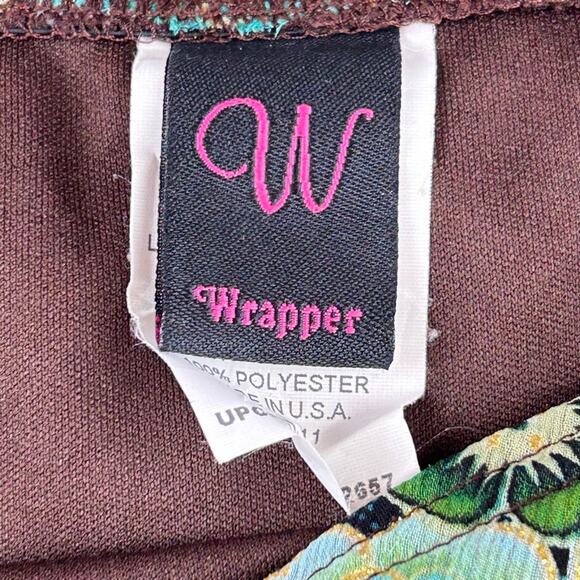 VTG Wrapper Y2K Stretch Sheer Lettuce Hem Floral Knit Knee Length Skirt Sz S - Picture 6 of 7